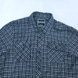 RPZN Tartan Flannel Casual Button Up Shirt Mens Size Extra Large XL Gray Black
